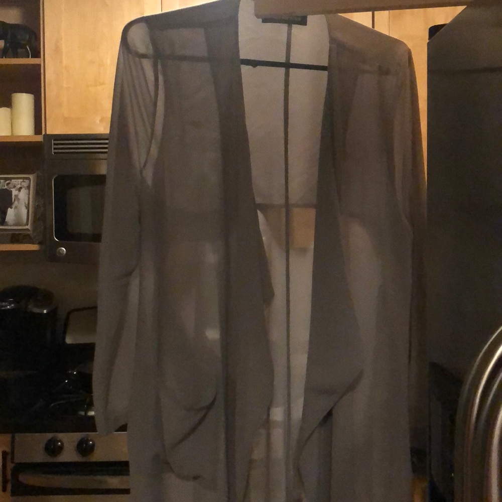 Sheer long robe cardigan